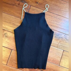 Musier Paris Black Top with pearls Small